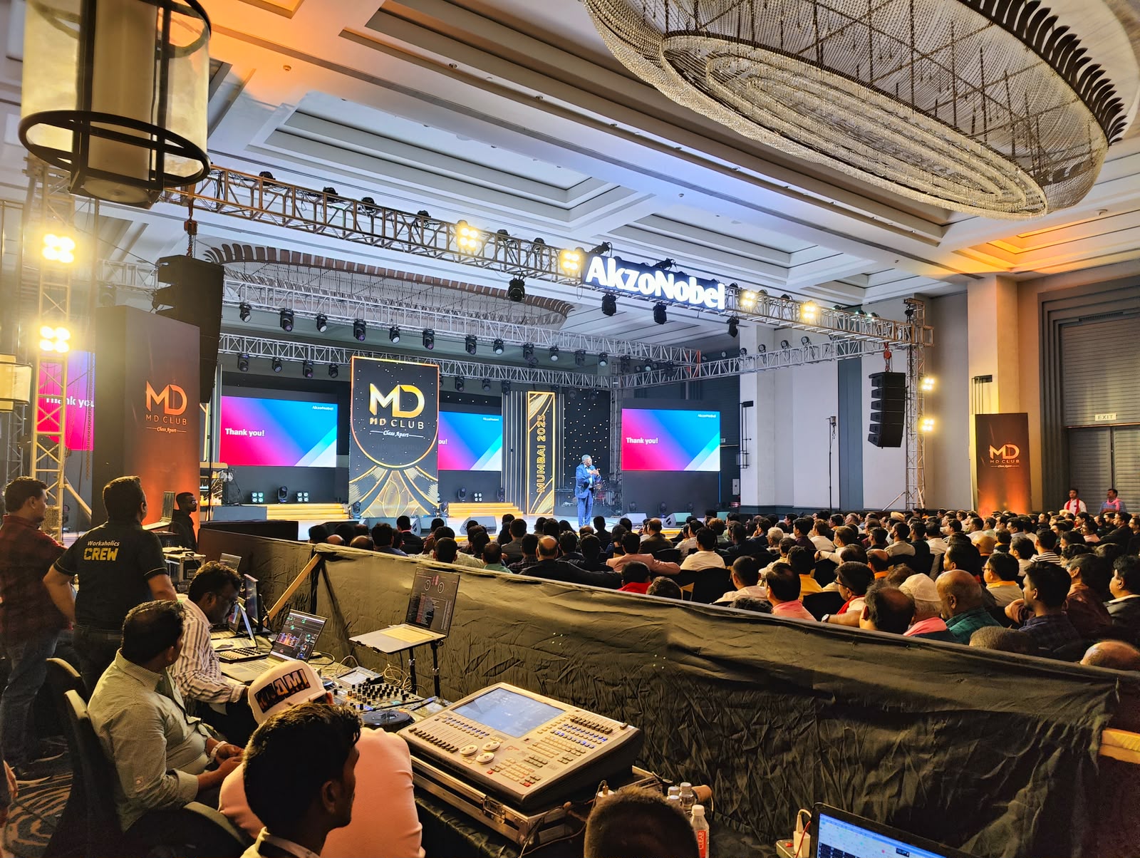 AkzoNobel MD Club Mumbai 2023 viewed from the FOH lighting and sound console