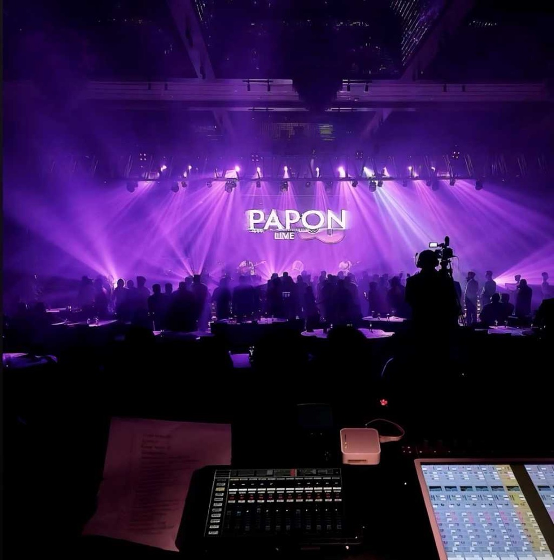 Papon Live stage viewed from FOH mixing console